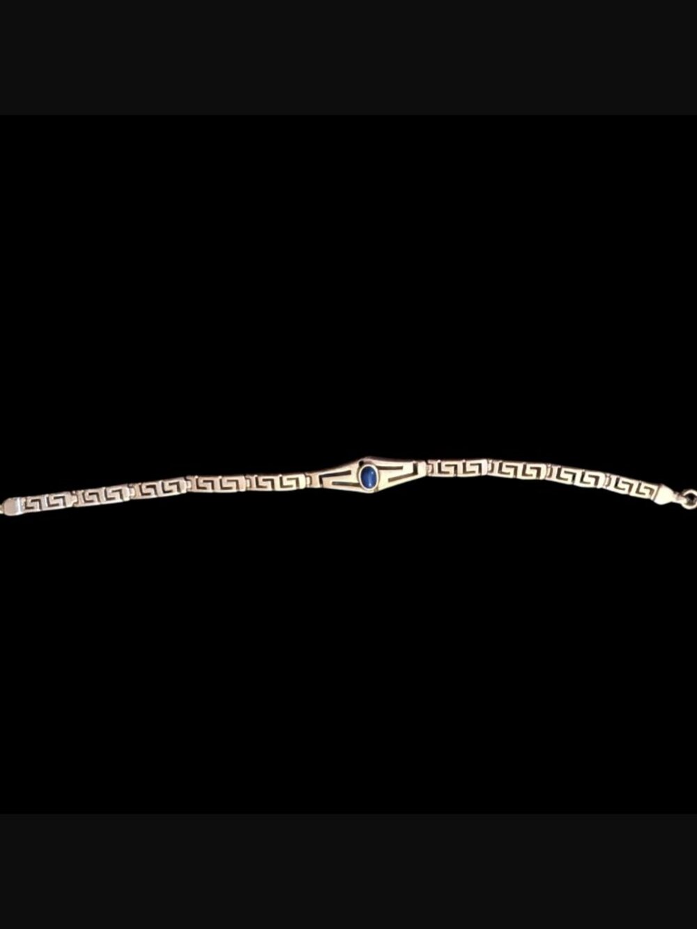 925 Sterling Silver Greek Key Meander Blue Lapis Size 7.25" Bracelet - Picture 13 of 14